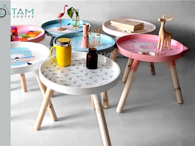 Bàn gỗ tròn 3 chân cho bé W-BAN-02